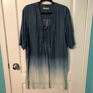 Dex Chambray Dip Dye Dress